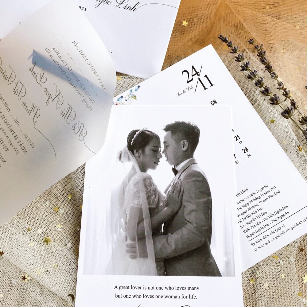 Thiệp Cưới Cao Cấp Gắn Nơ - TK21