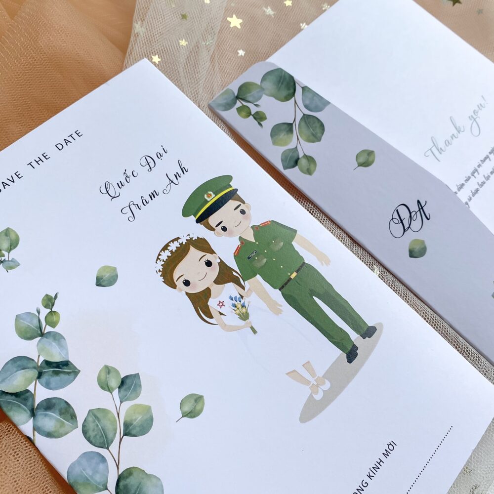 thiệp cưới thiết kế gập 3 Tk01