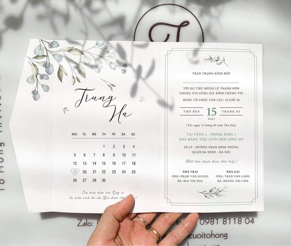 thiệp cưới thiết kế gập 3 Tk08