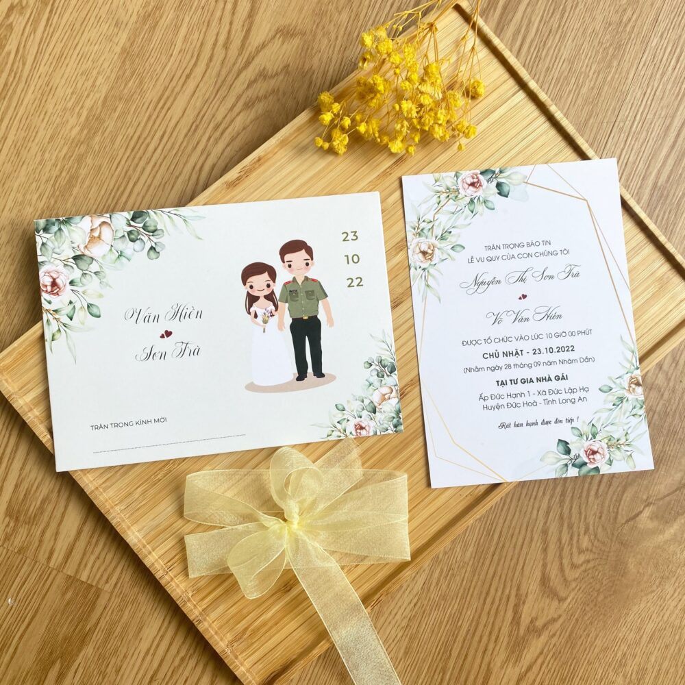 Thiệp Cưới Thiết Kế Chibi Công An - TK41
