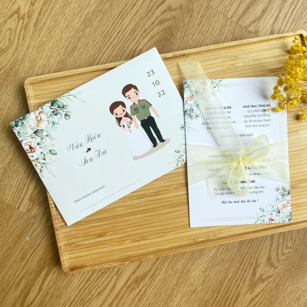 Thiệp Cưới Thiết Kế Chibi Công An - TK41