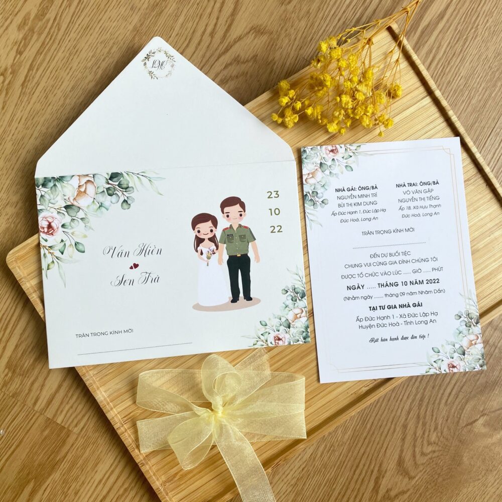 Thiệp Cưới Thiết Kế Chibi Công An - TK41